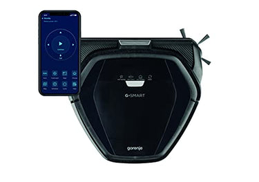 Gorenje RVC 216 BK G∙SMART Staubsauger Roboter mit Wischfunktion – 2 in 1/ Kamera/Karten-Abbildung/LI-ION/Gyroskop/App Steuerung/BLDC Motor/ 90 min./ 0,5 l/ 180 ml/ 60 W/ 72 dB/Schwarz im Sale